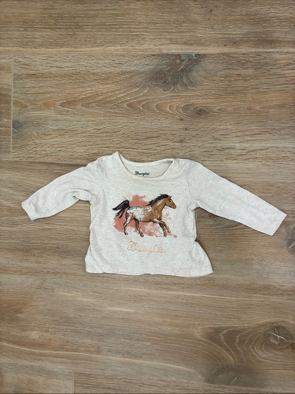 Wrangler Cream Long-Sleeve Tee with Horse Graphic 12M